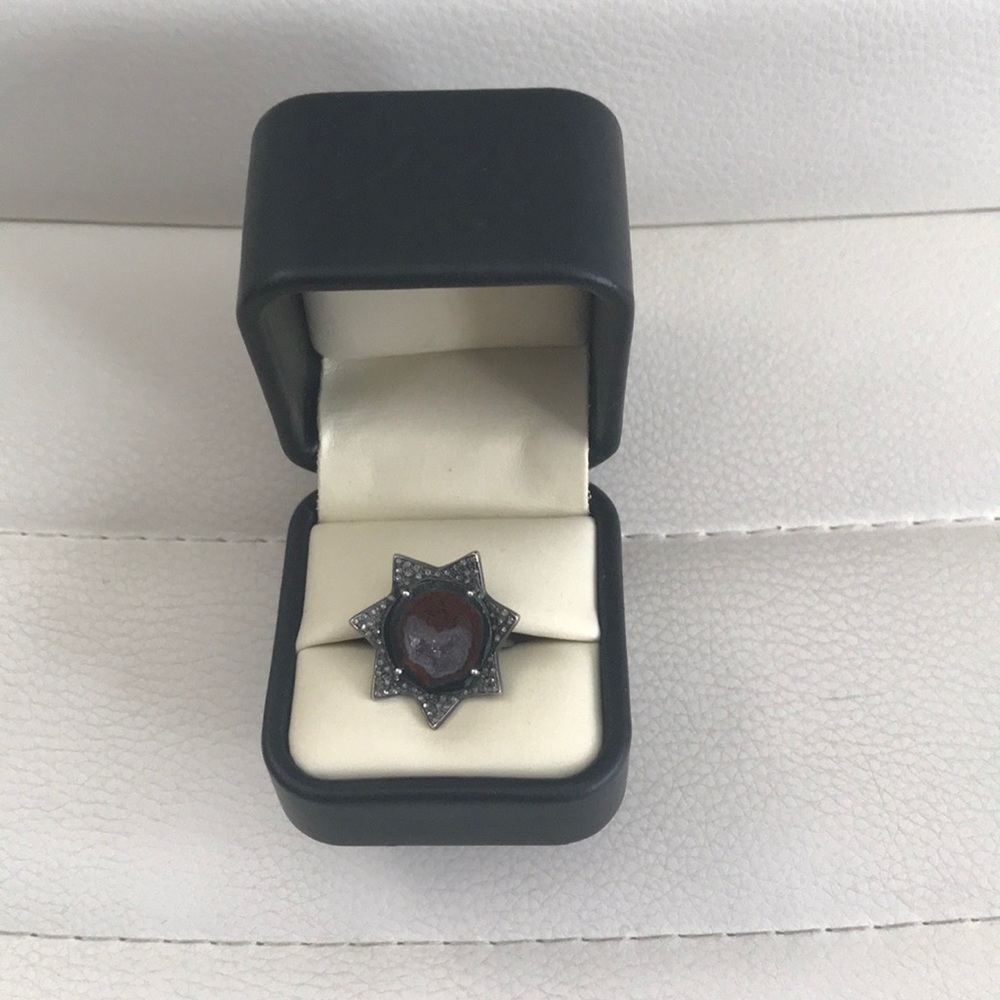 Pave Diamond & Druzy Ring